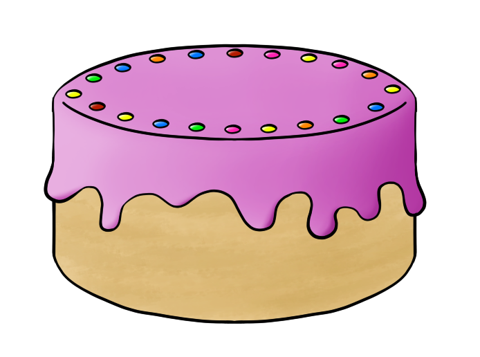 Royalty-free cartoon image of a frosted cake