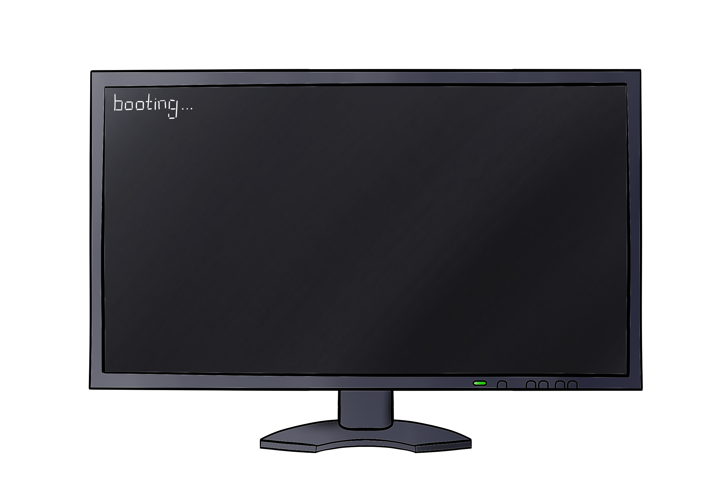 Royalty-free cartoon image of a computer screen switched on