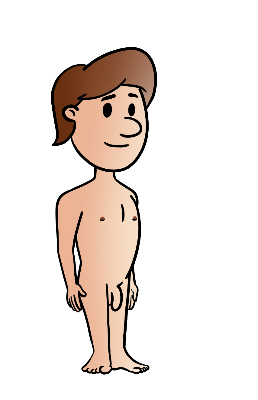 Royalty-free cartoon image of naked cartoon man