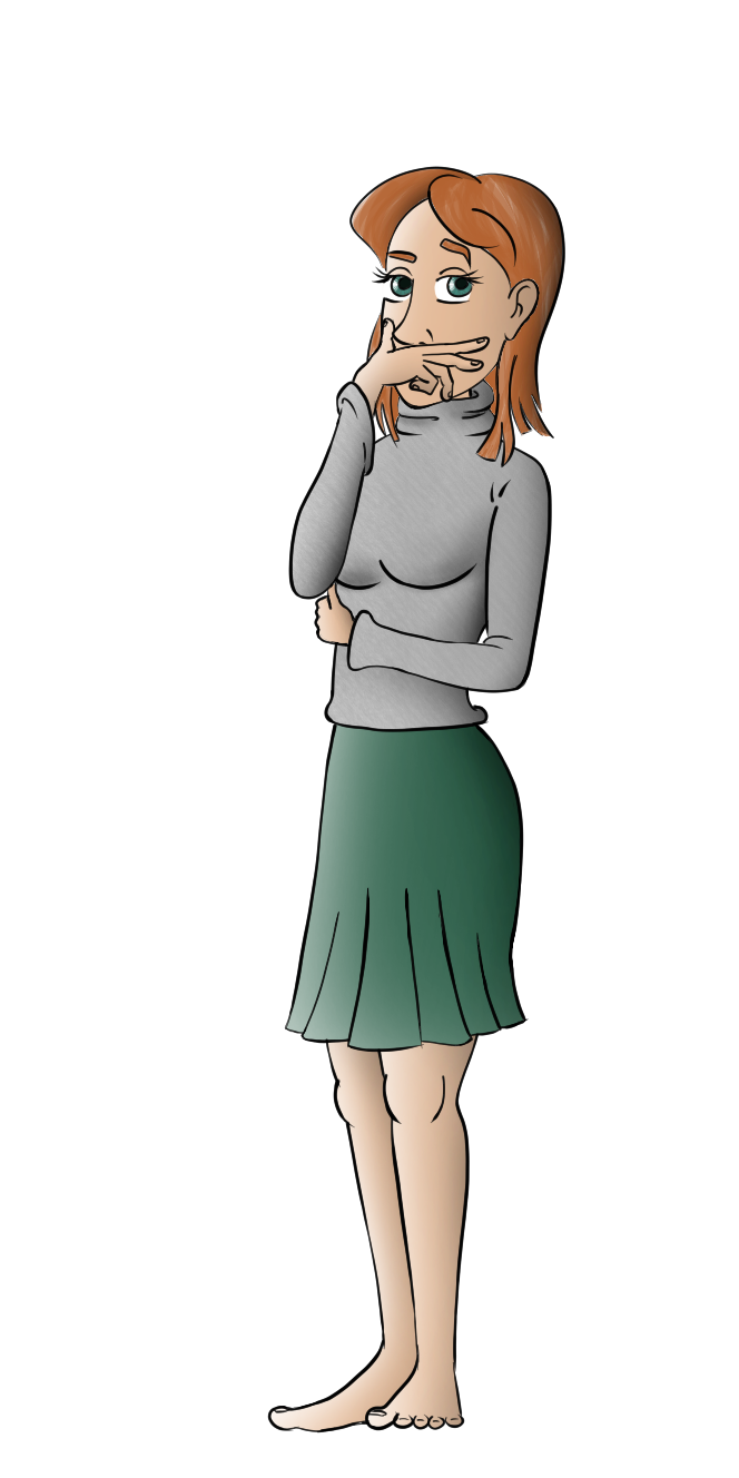 Royalty-free cartoon image of a woman thinking